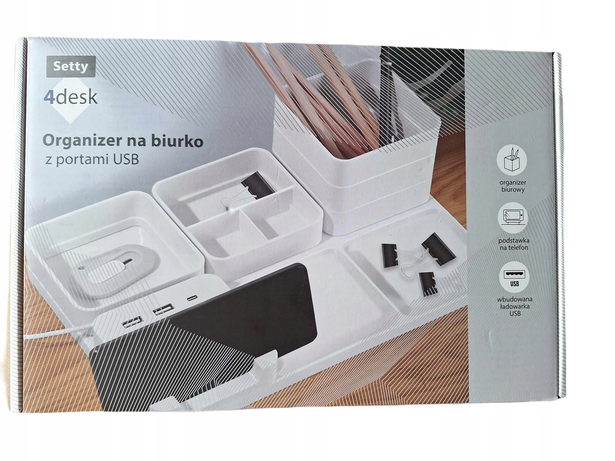 Organizer na biurko z portami Usb Setty 4desk