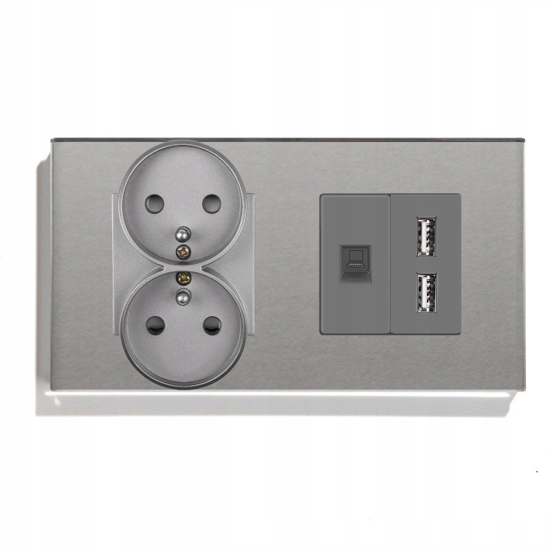 Elektrická Skleněná Zásuvka Dvojitá 2F 157 mm Internet RJ45 Usb