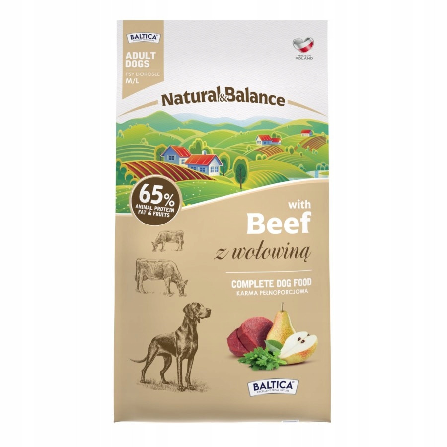 Levně Baltica Natural&balance Hovězí maso M/L 9 kg