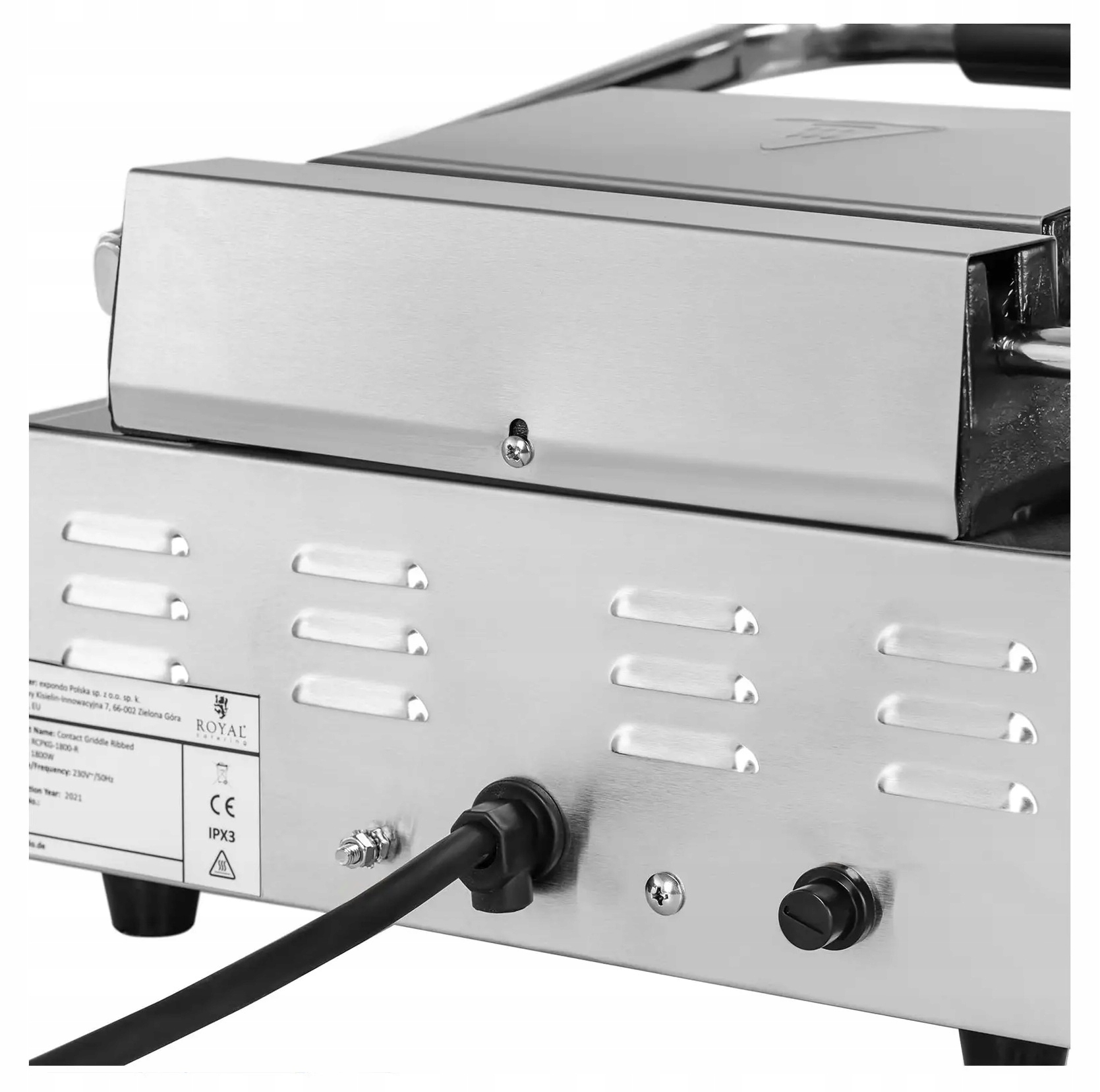Grill kontaktowy płyta ryfl gł 1,8kW Royal Catering RCPKG-1800-M 10011996
