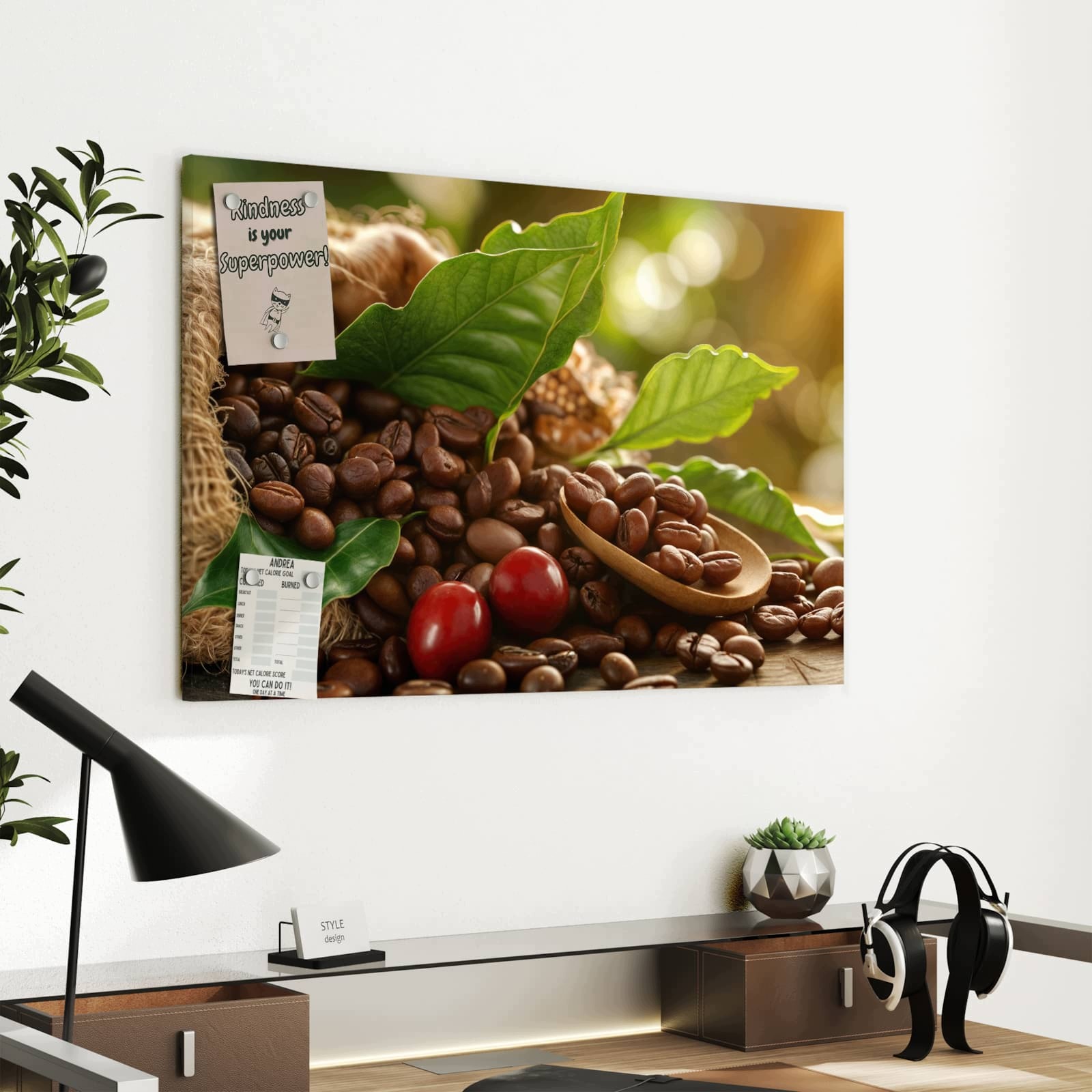 Magnetická tabule Zrna kávy 60 × 40 cm