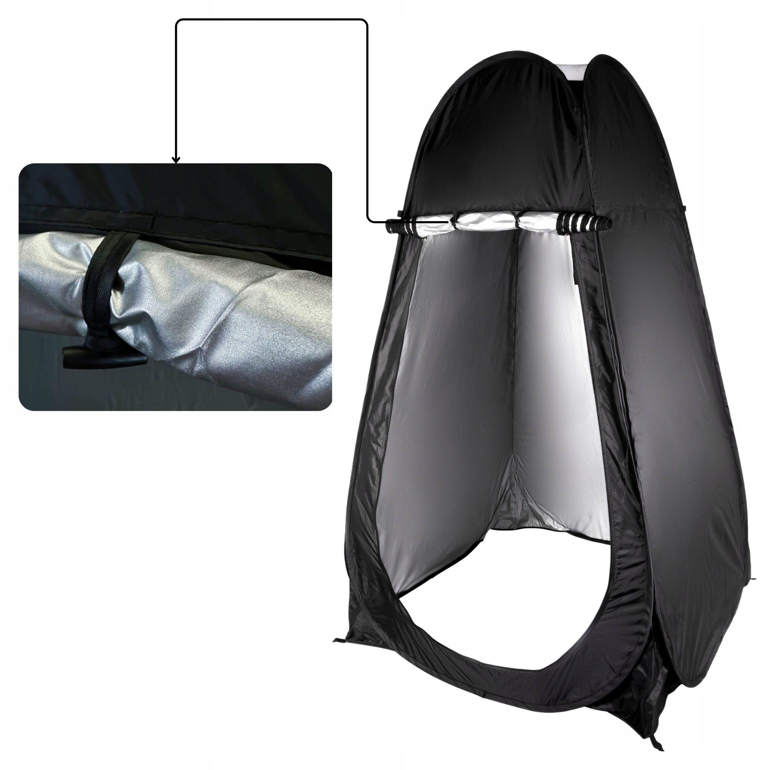 PRZENOŚNA PRZEBIERALNIA 190x120cm NAMIOT POPUP PLAŻOWY PRYSZNIC TOALETA Kolor dominujący czarny