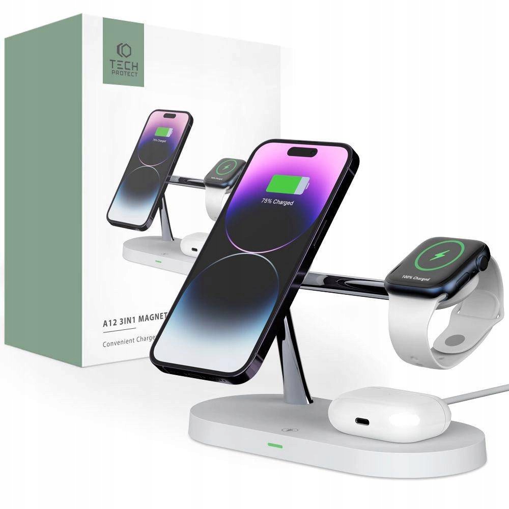 Nabíječka Tech-Protect A12 Indukční 3v1 Magsafe pro chytrý telefon sluchátka