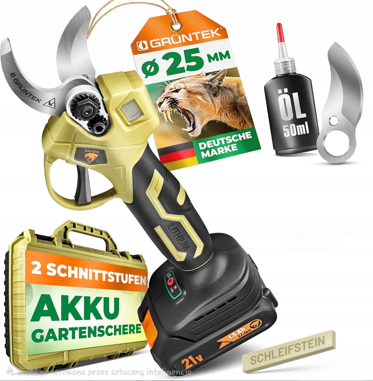 Aku Zahradní nůžky bezkartáčové 21V 25 mm LCD GruntekS&R