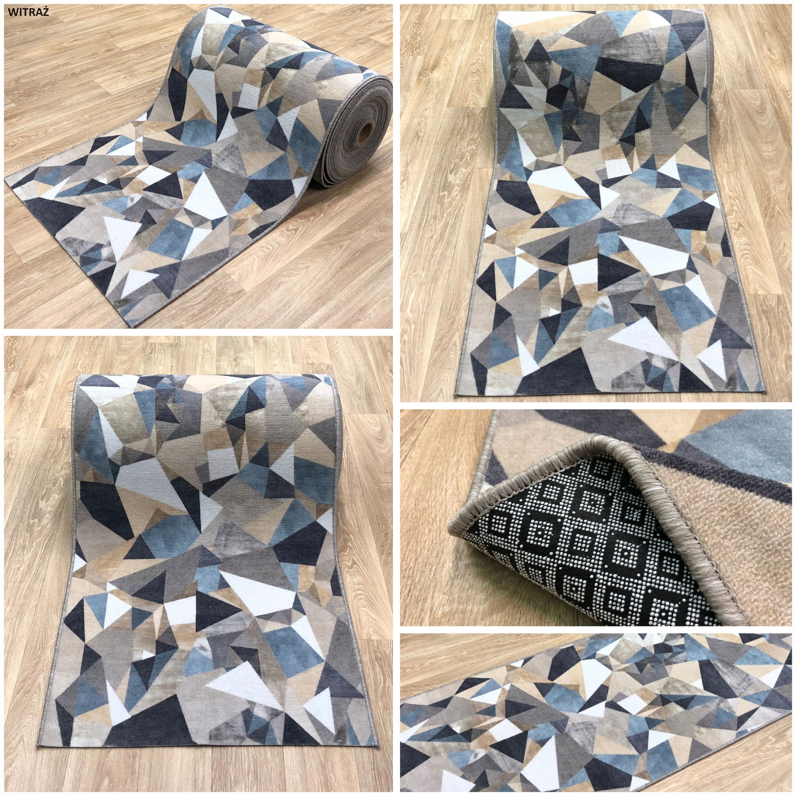 NOWOCZESNY PODGUMOWANY CHODNIK 100cm MIX WZORÓW Materiał poliamid