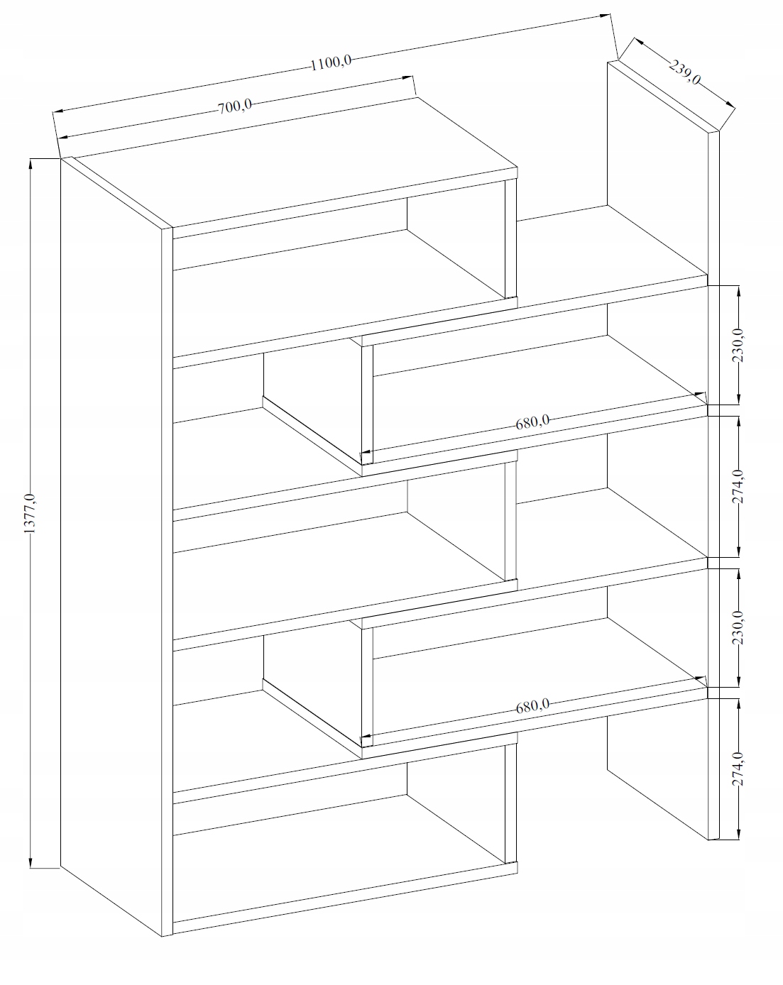 Regał rozsuwany dąb artisan na zabawki inne 138cm Kolekcja carol