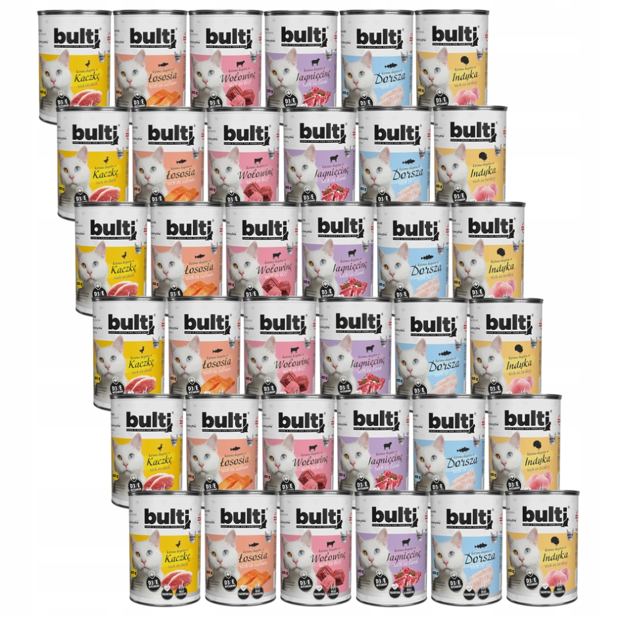 Levně Krmivo Pro Kočky Vlhké Krmivo Plechovka Mletá MIX Chutí 36x400g Bulti