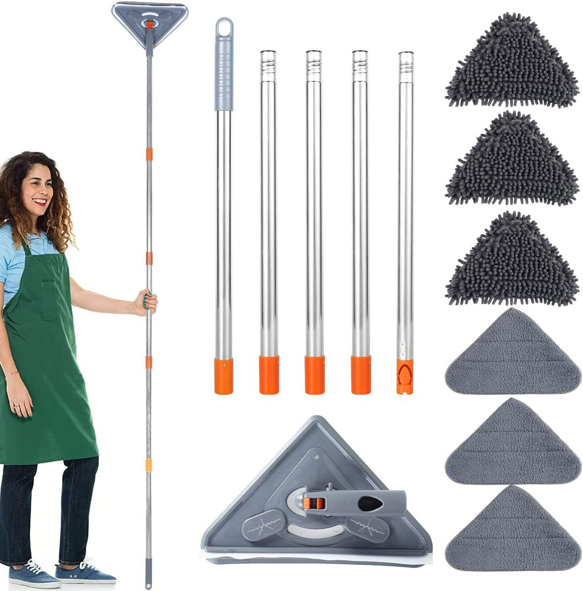 Levně Otočný Trojúhelníkový Mop Na Čištění Regulovatelný 25-85in