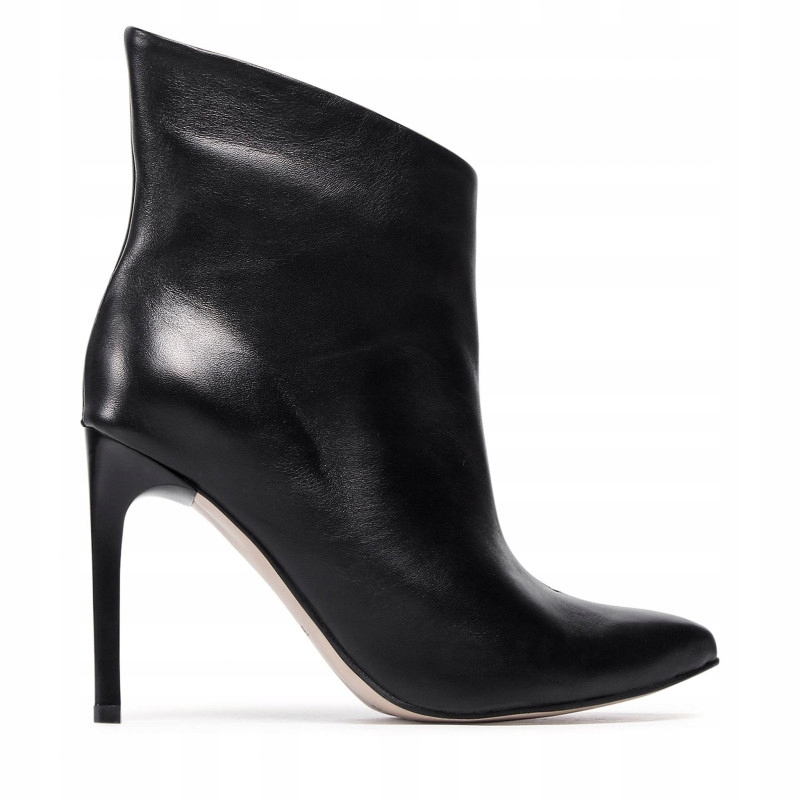 Černé klasické kotníkové boty s vysokými koženými podpatky, elegantní boty Karino 39,5