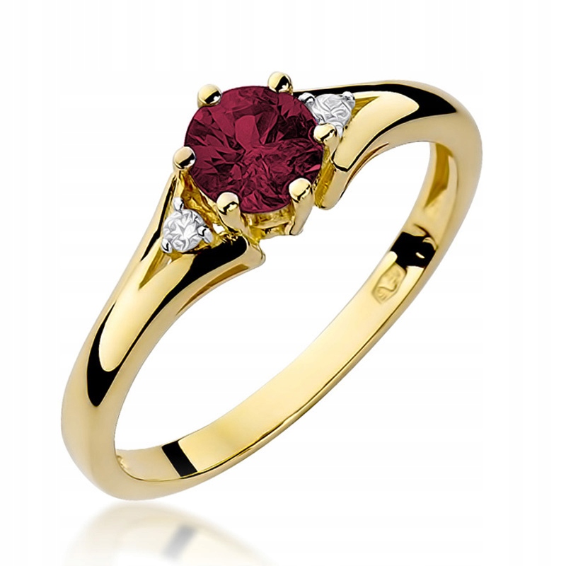 

Pierścionek Złoty Z Rubinem I Brylantami