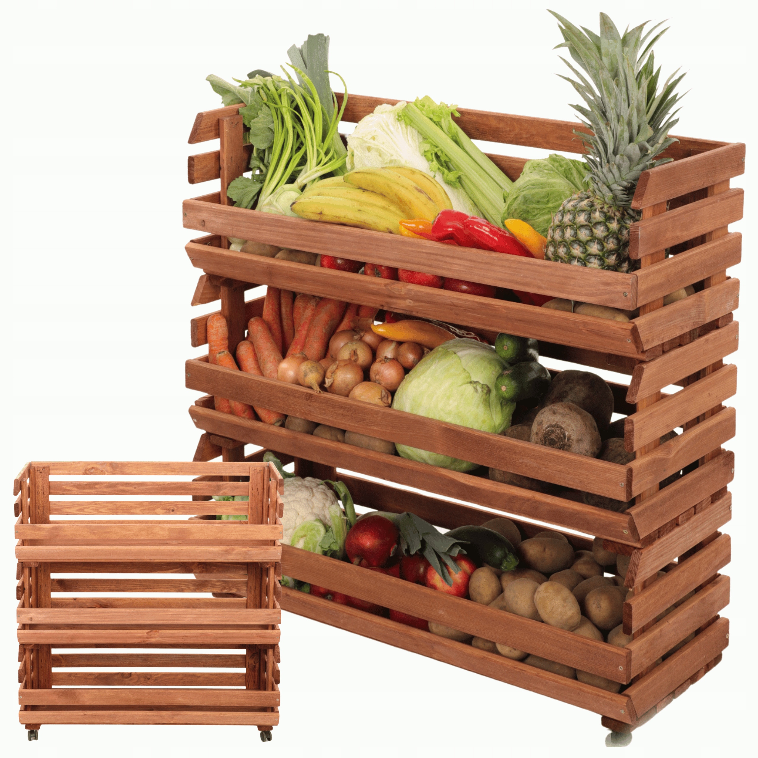 Škatule na zeleninu, regál na zeleninu, ovocie, regál 3x77 cm, Kolieska