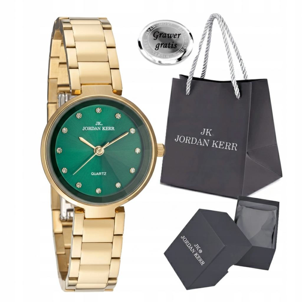 Efektní dámské hodinky Jordan Kerr Selina se zeleným ciferníkem