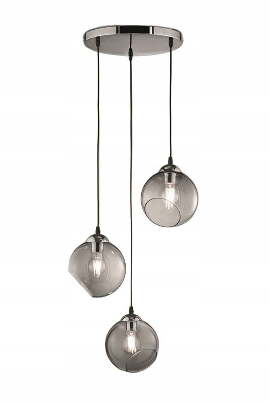 Luster Rl Clooney strieborný, kov/sklo, E27 3x42W, nastaviteľná výška