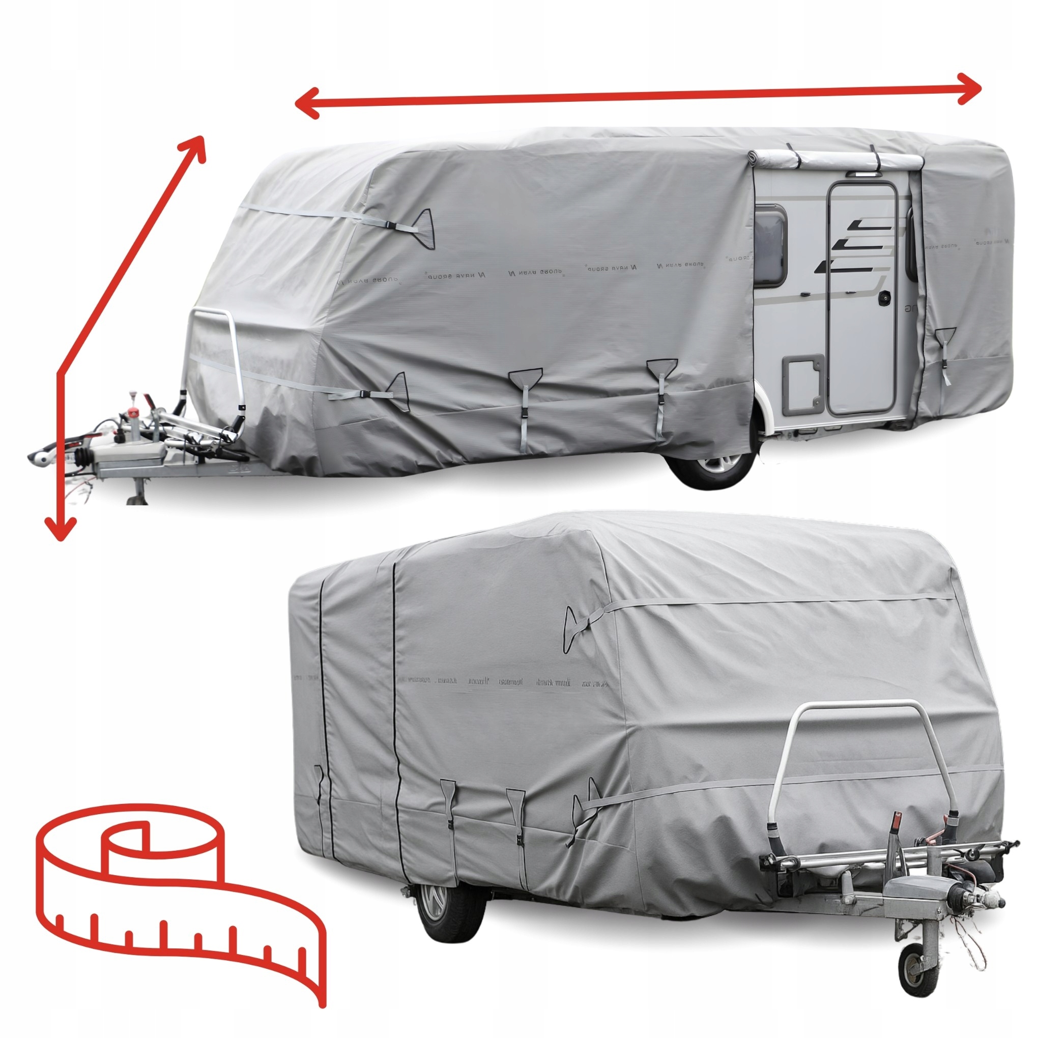 Obal na karavan Kemping šitý na míru do 400 cm 4-vrstvový