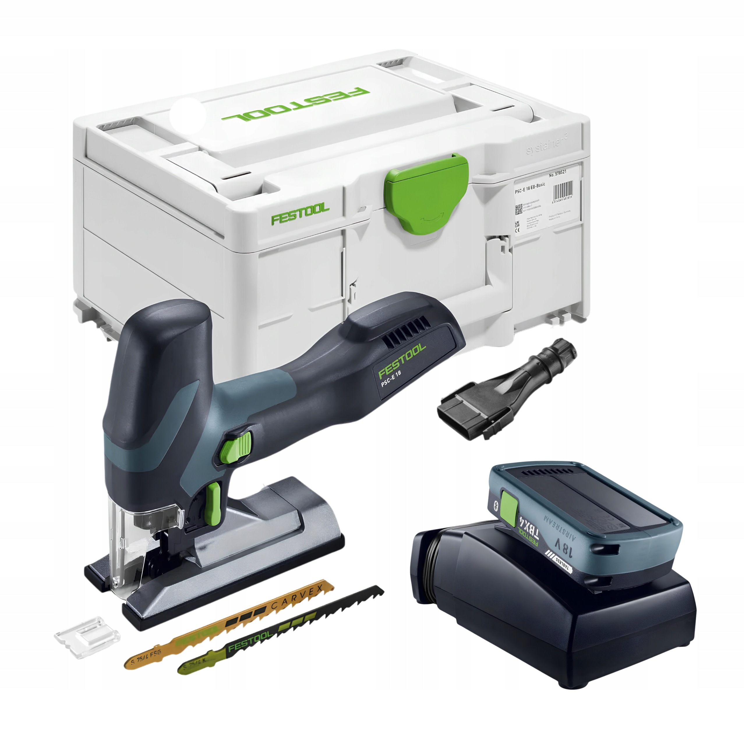 Wyrzynarka Psc-e 18 Eb Ładowarka Tcl Akumulator Tbx 4 Systainer³ Festool