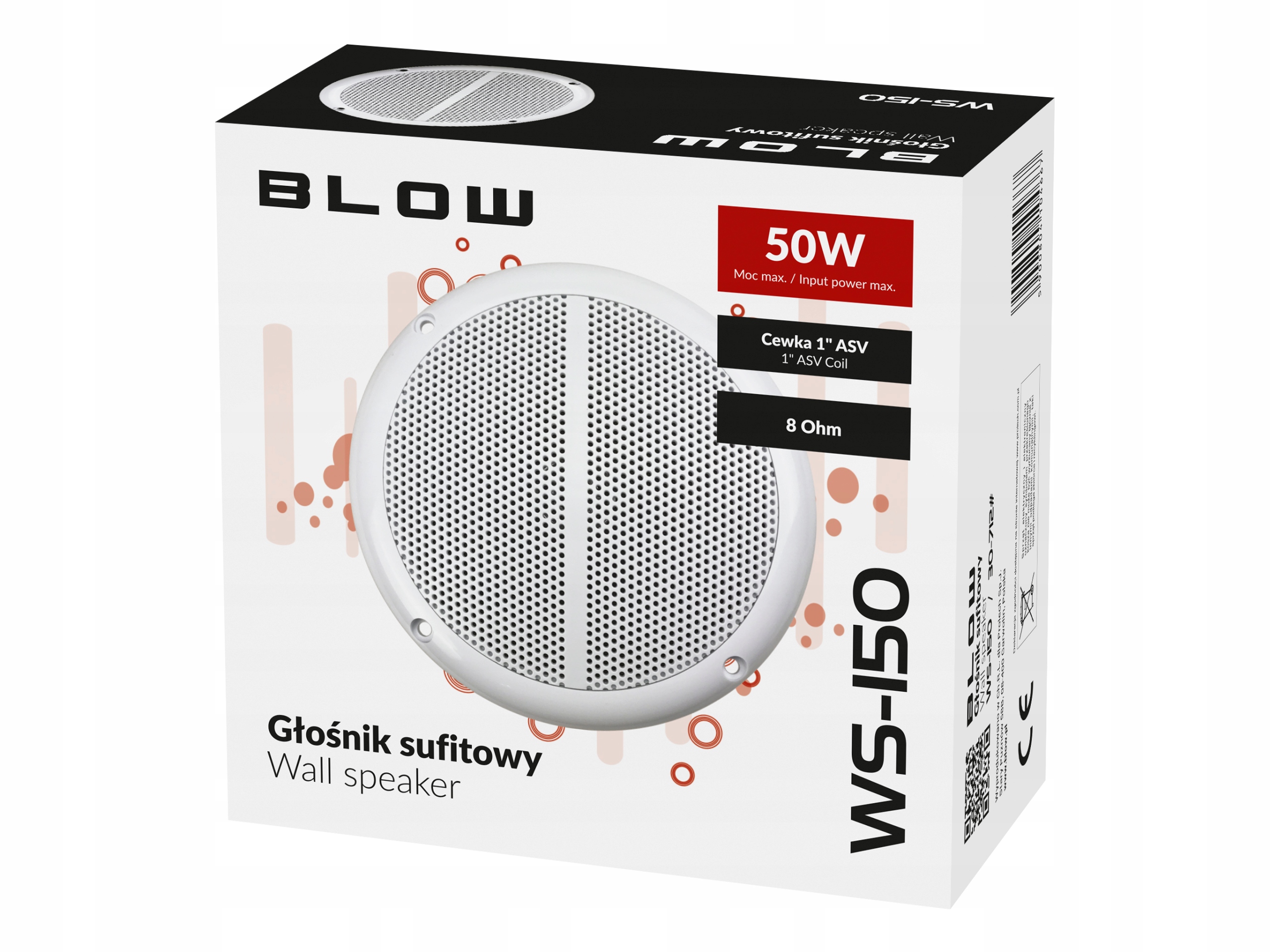 GŁOŚNIK SUFITOWY DWUDROŻNY 135MM 13,5CM 50W DO DOMU BIURA LOKALU KUCHNIA Kod producenta 30-712#
