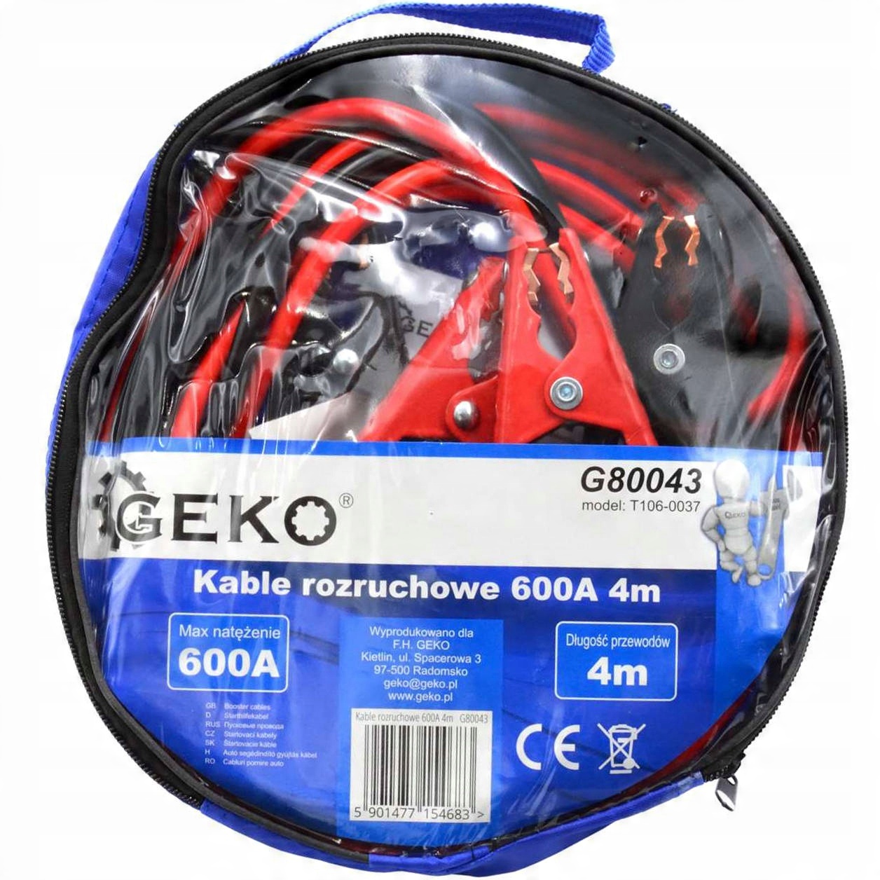

Kable Przewody Rozruchowe Grube 600A 2x 4 Metry