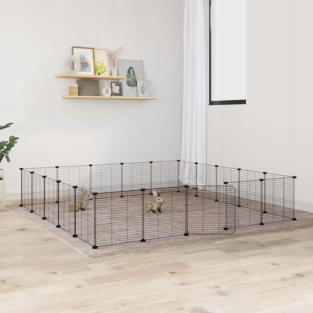 Levně Fionshop 262666449 20panelová ohrádka pro zvířata s dvířky černá 35 x 35