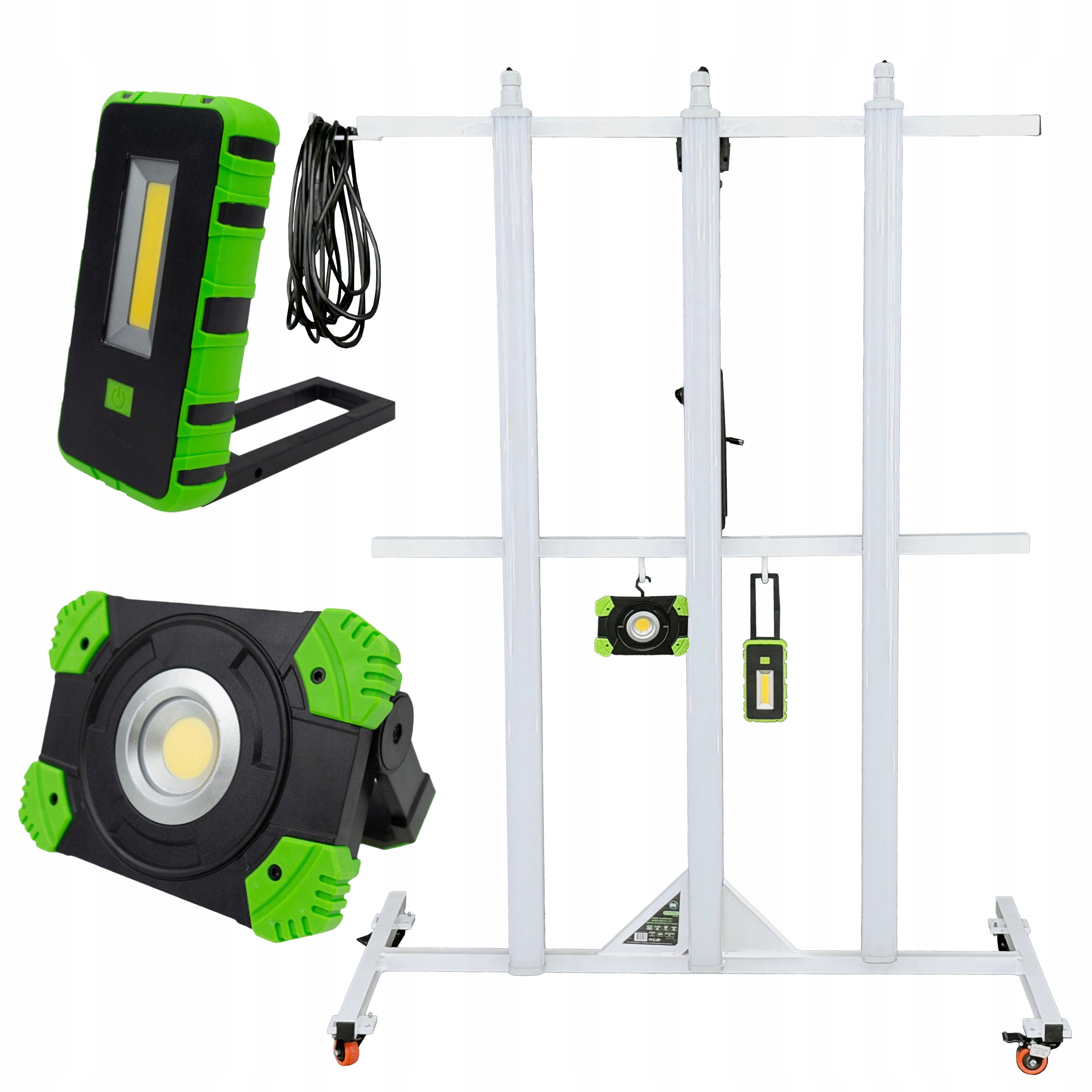 Zestaw Statyw Budowlany 3x60W Lampa Philips Wózek Oświetleniowy Premium