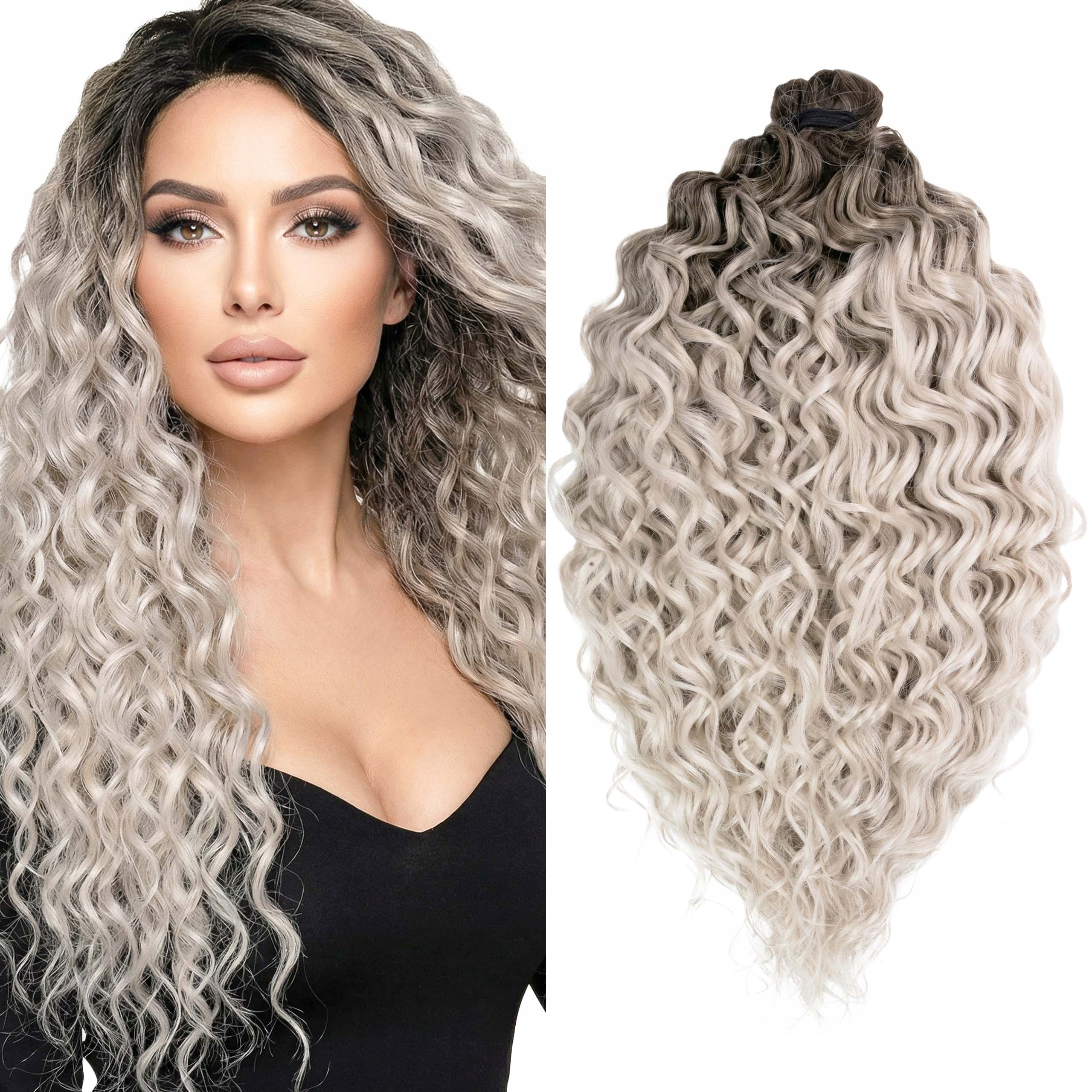 Włosy syntetyczne fale Afroloki Jessica Pro 20" 50cm 300g szary brąz ombre