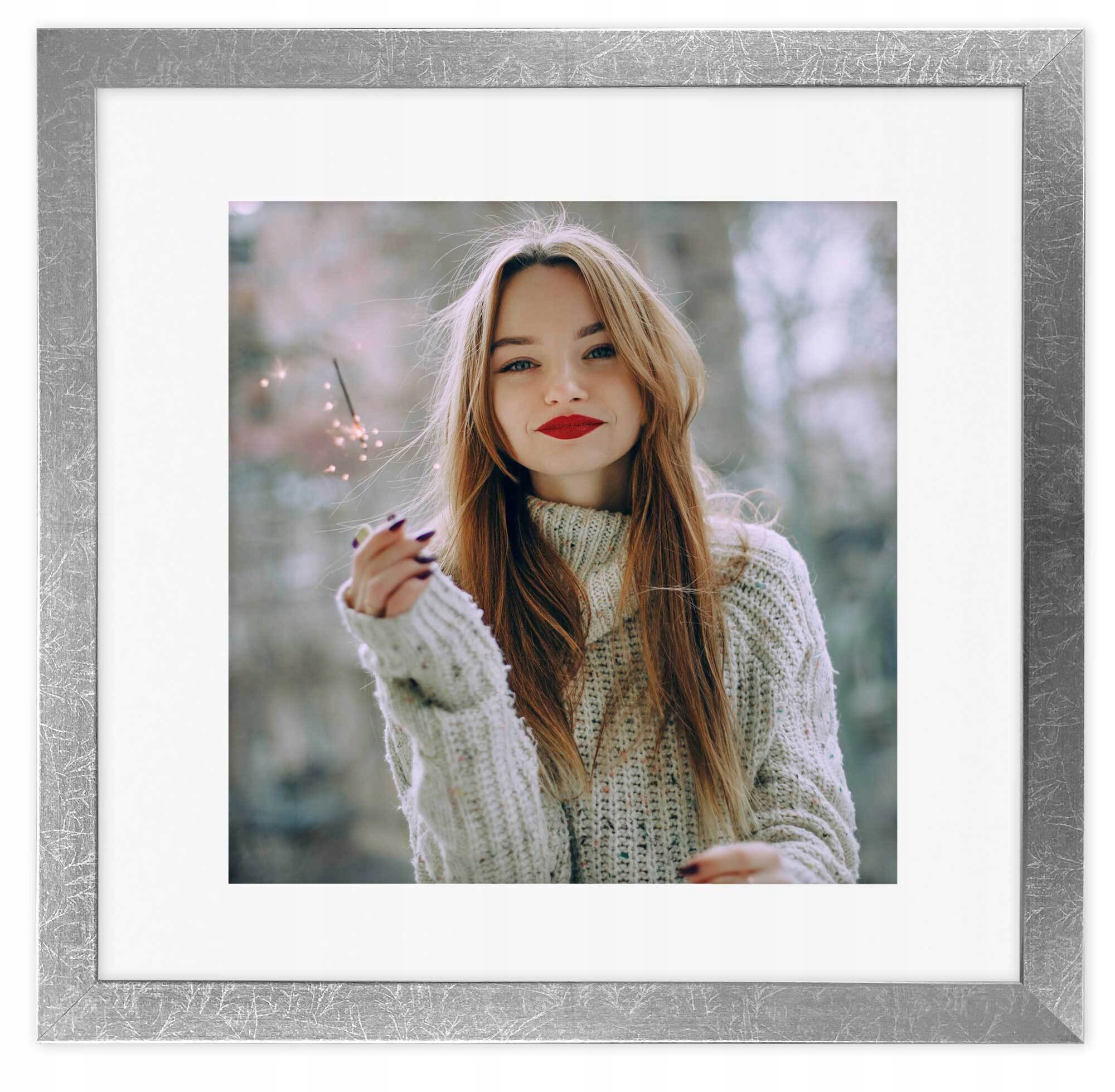 

Ramka kwadratowa Italia 30x30 srebrna +passe-parto