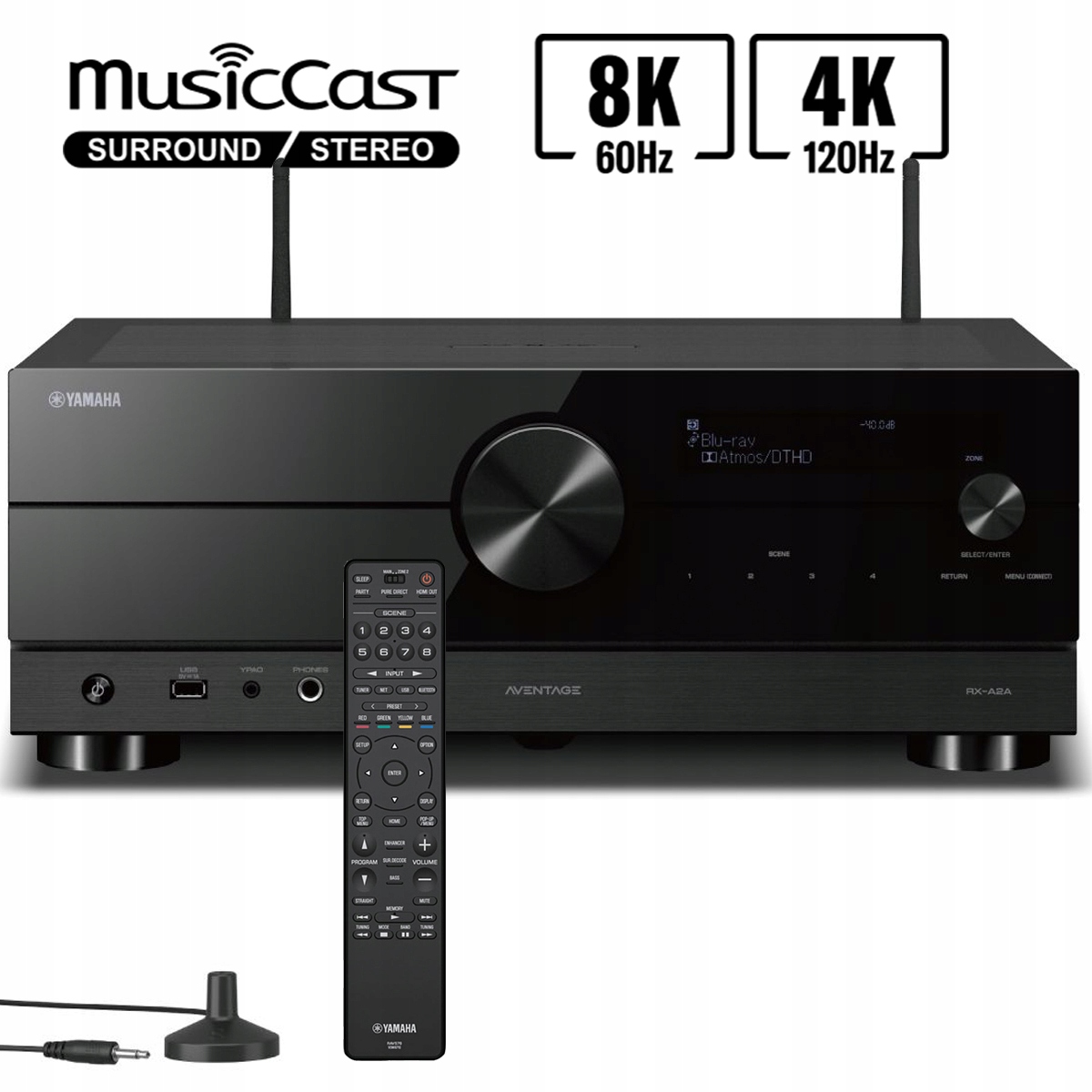 KLIPSCH R-800F + R-50M + R-30C + R-40SA + R-121SW + YAMAHA RX-A2A Aventage System dźwięku 7.1