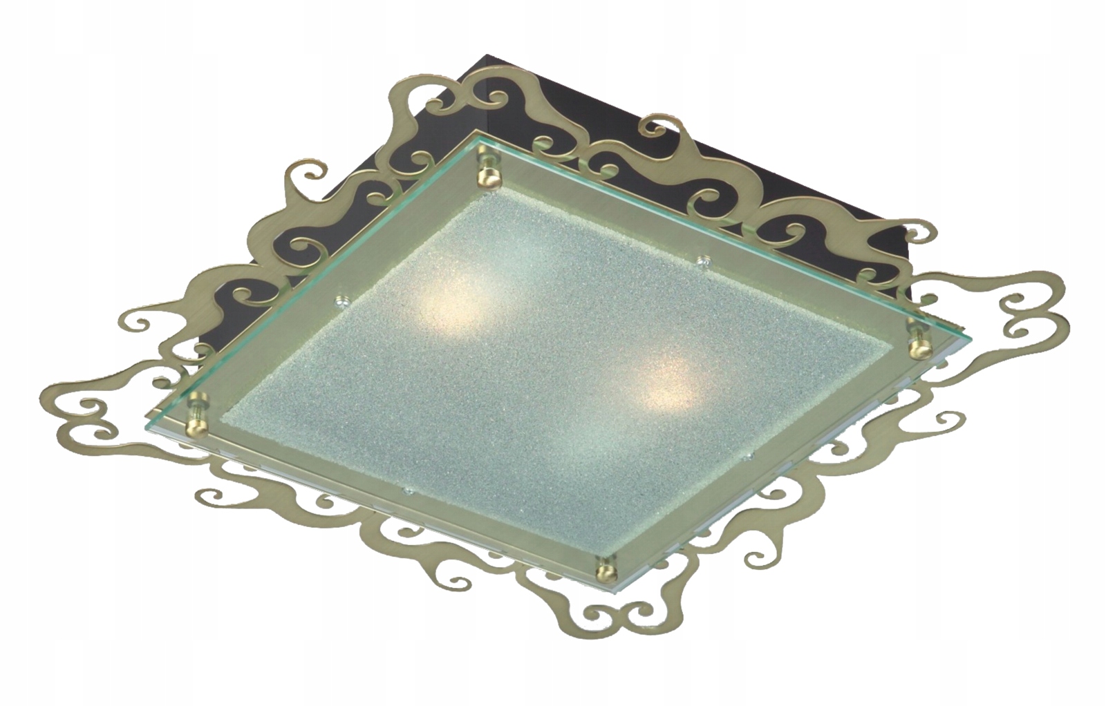 Stropní Svítidlo čtvercový Casablanca 38 Cm 2x E27 60w měď Patina Elegantní vzor