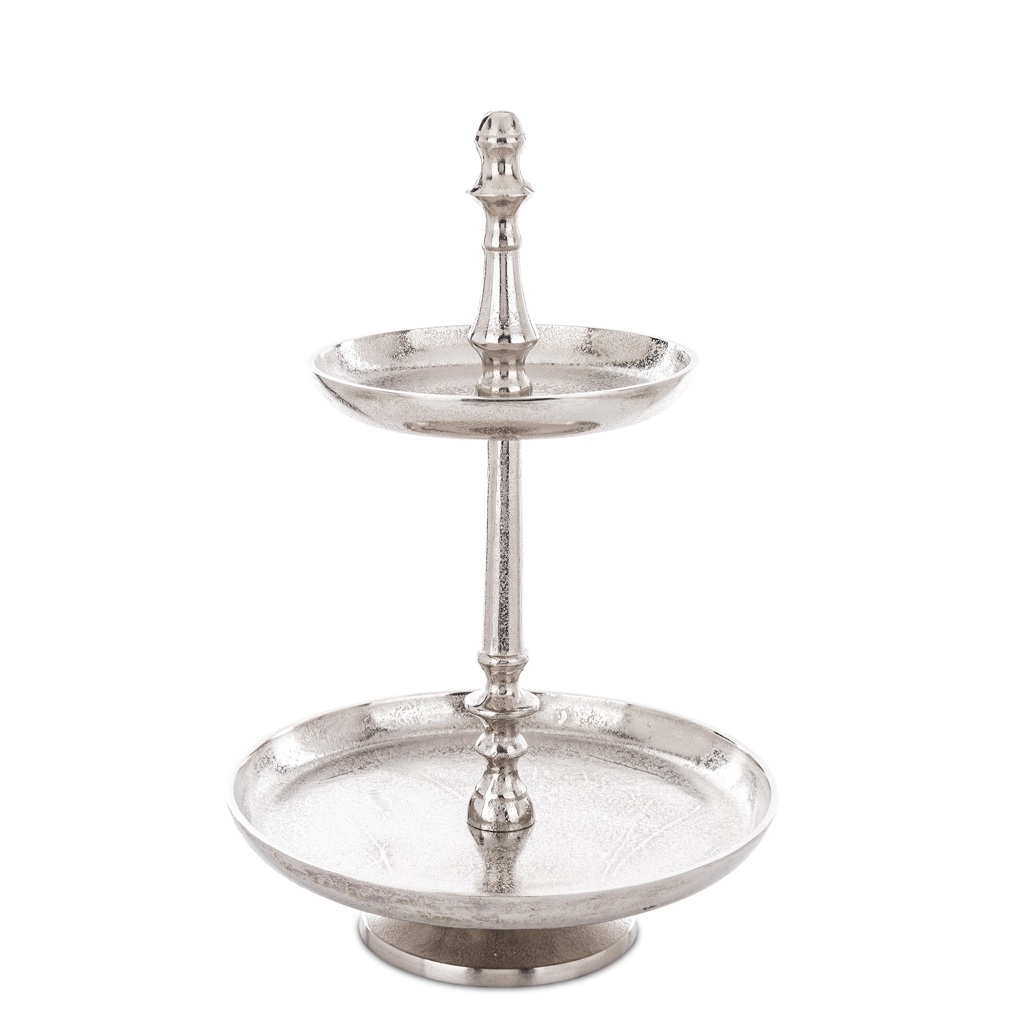 Poschodová patera strieborná kovová dekorácia na ovocie