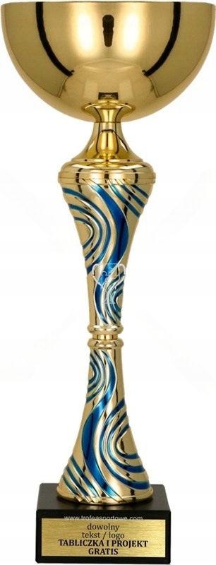 Geniální zlato-modrý pohár Odměna Sport Závody 38 cm gravírování Bonus