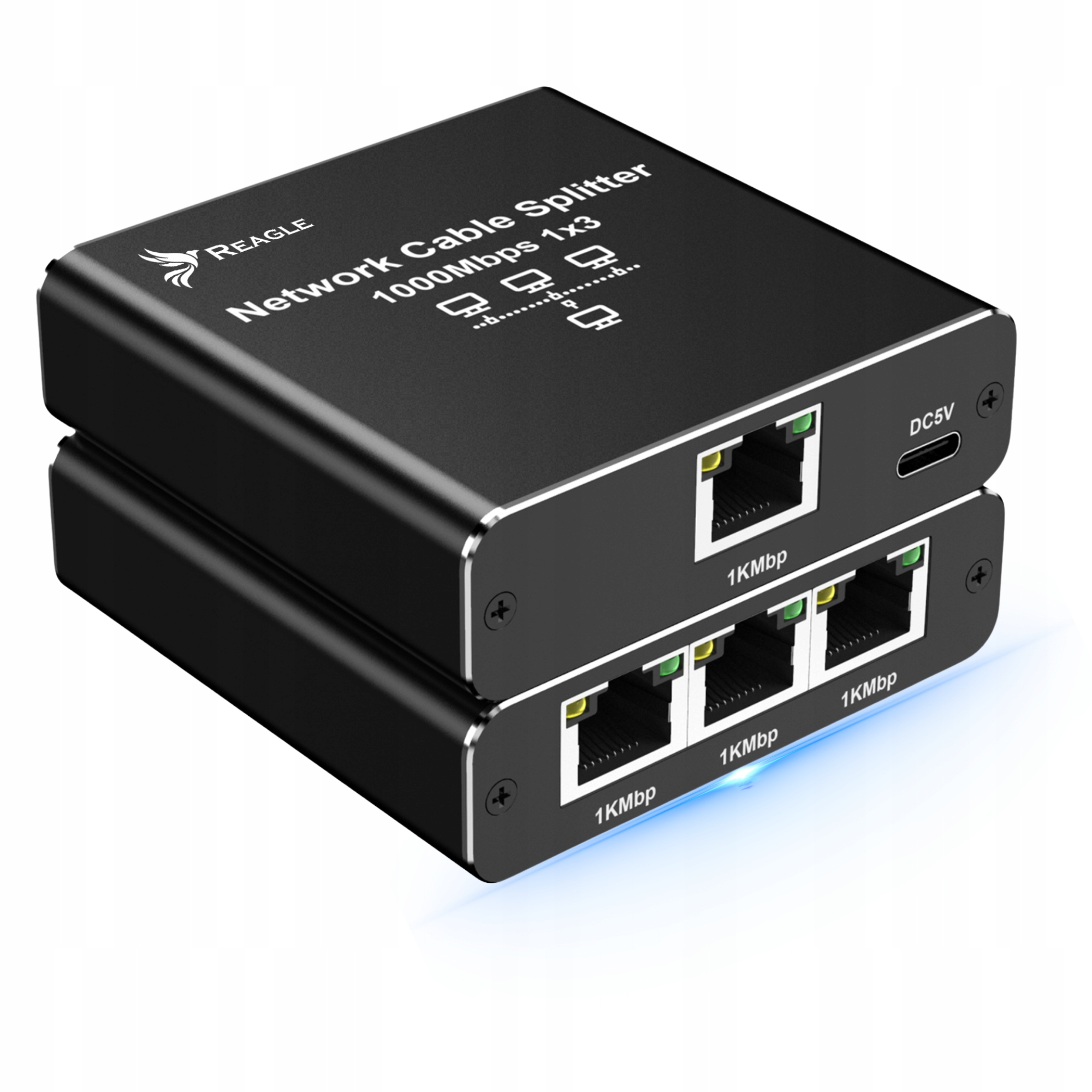 Reagle Adapter Rozdzielacz Switch Splitter LAN Ethernet RJ45 3xRJ45 1000M