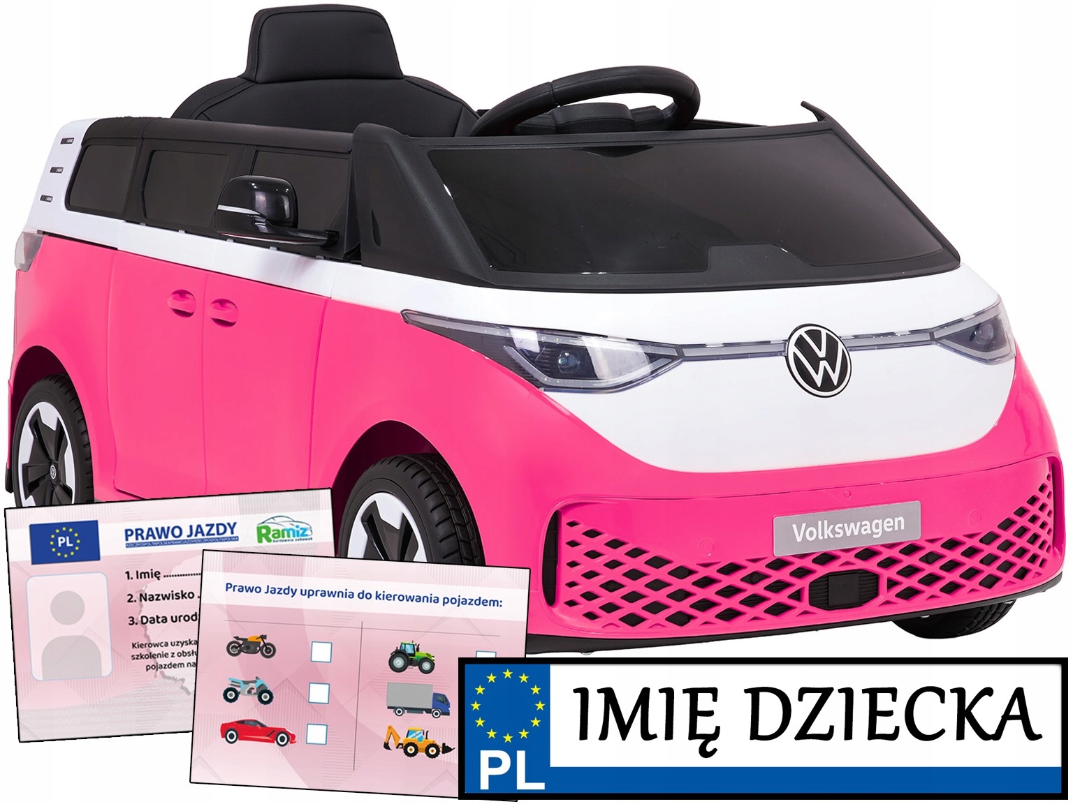 Auto Dla Dzieci na akumulator Volkswagen ID Buzz pilot Retro Styl Ogórek