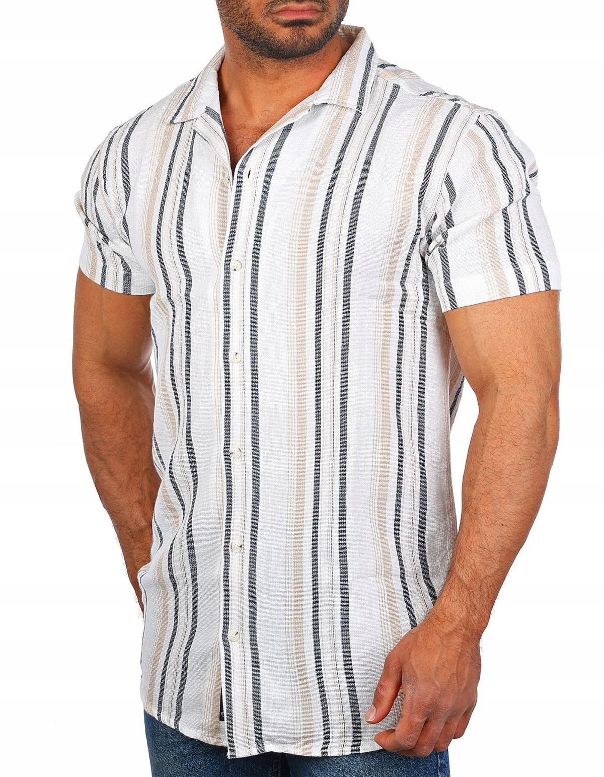 Pánská Plážová Pletená Košile S Hustou Vazbou A Pruhy Velikost XL