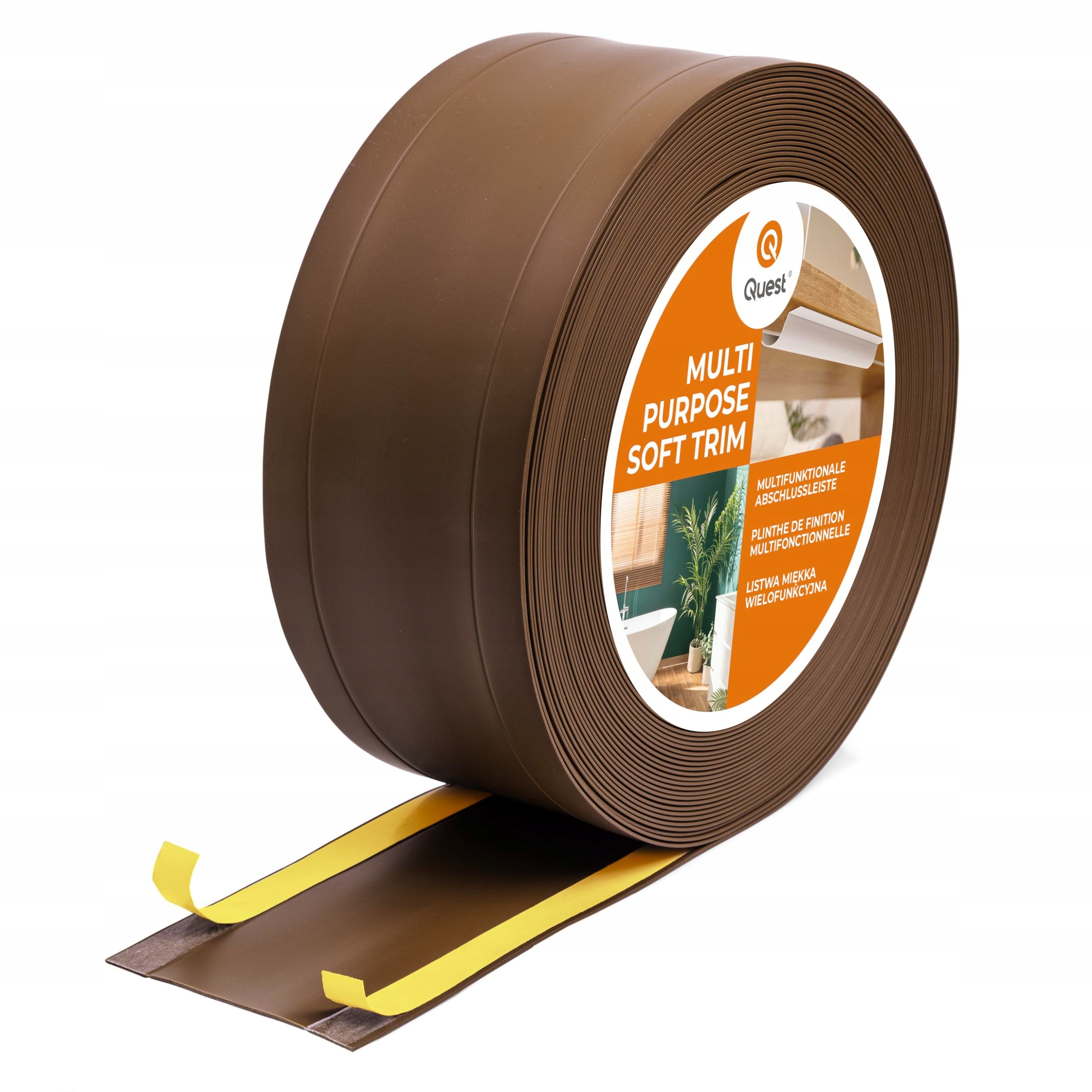 Pvc ukončovacia lišta 6v1 samolepiaca, hnedá 5 m 95 mm, W1