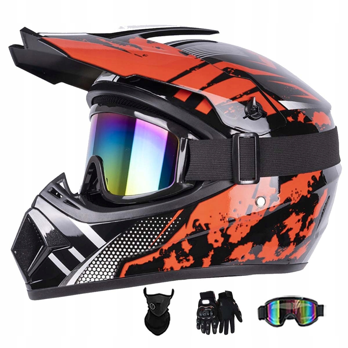 Motocyklová Přilba Lehká Enduro Quada Brýle Rukavice Maska XL