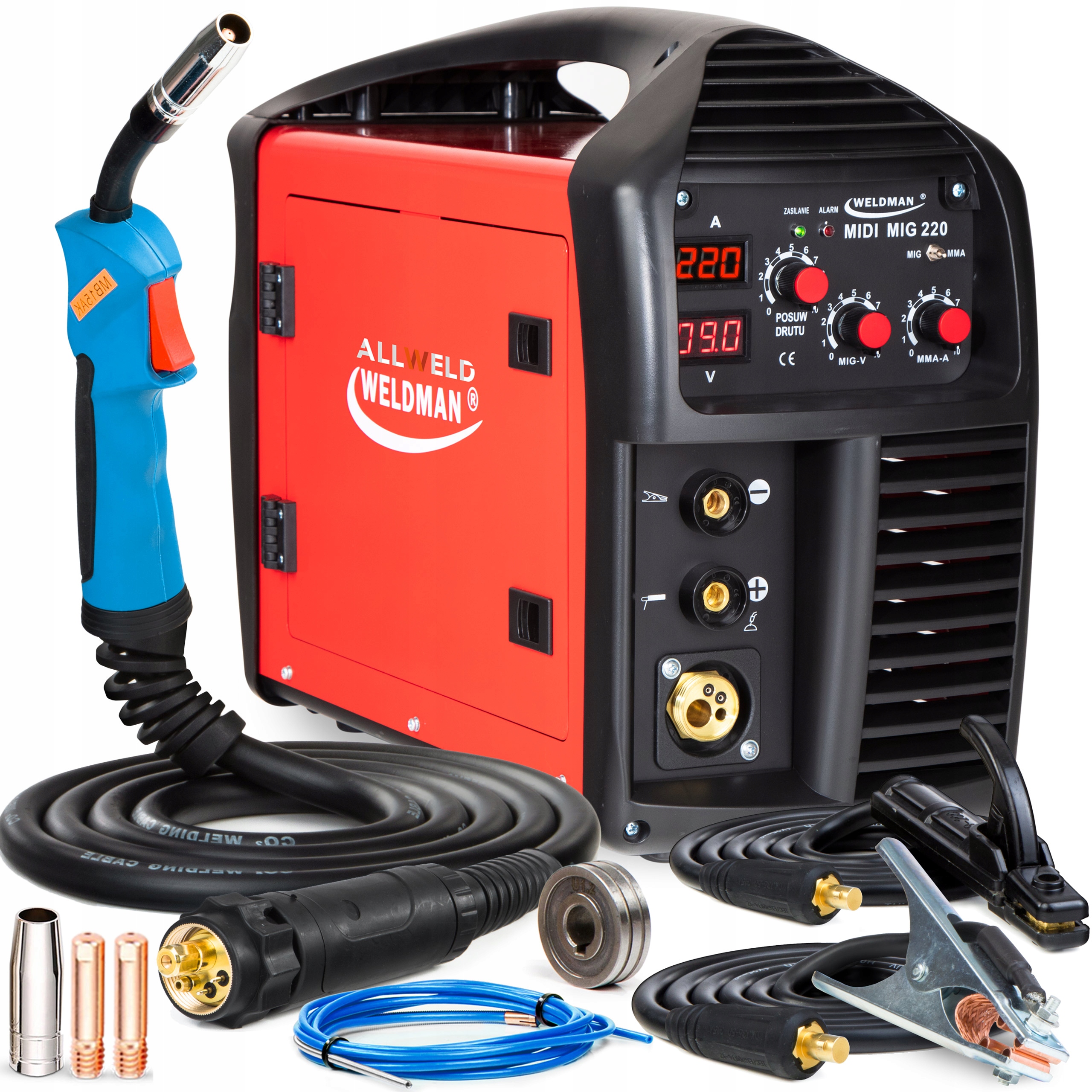 

Spawarka Inwertorowa Mig Mag Mma DC 220A Zestaw
