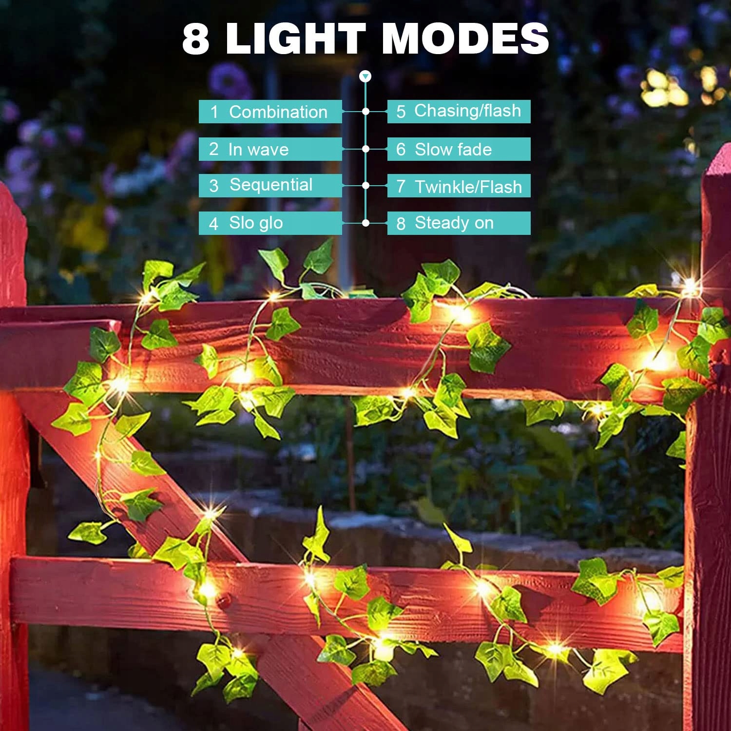 BIGZOM Girlanda Kurtyna Świetlna Lampki Dekoracyjne 60LED 6m 8 Trybów — miniatura 4