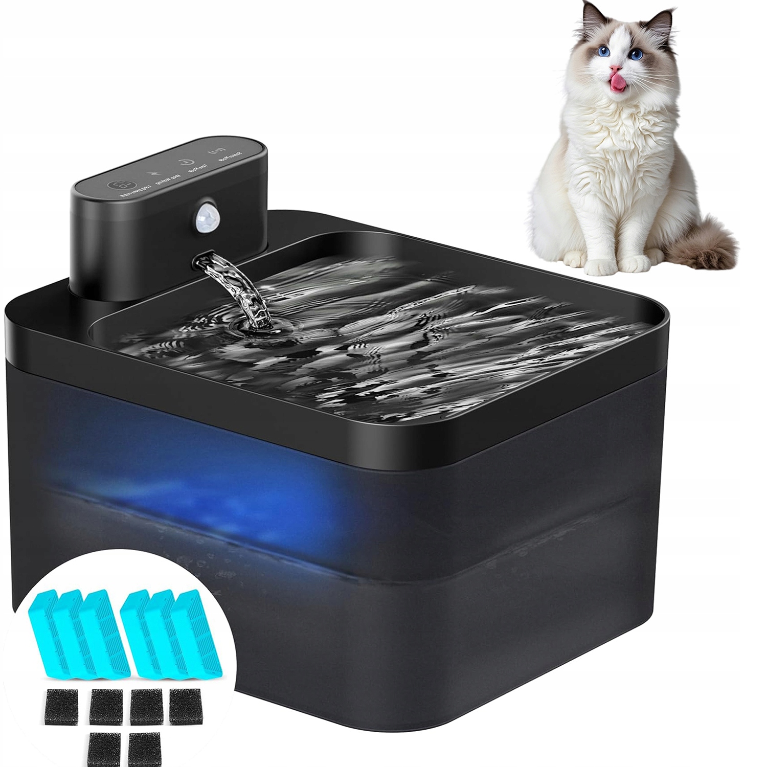 Levně Fontána Napáječka Pro Kočky Psa Automatická Miska Napáječka Tichý Led Filtr