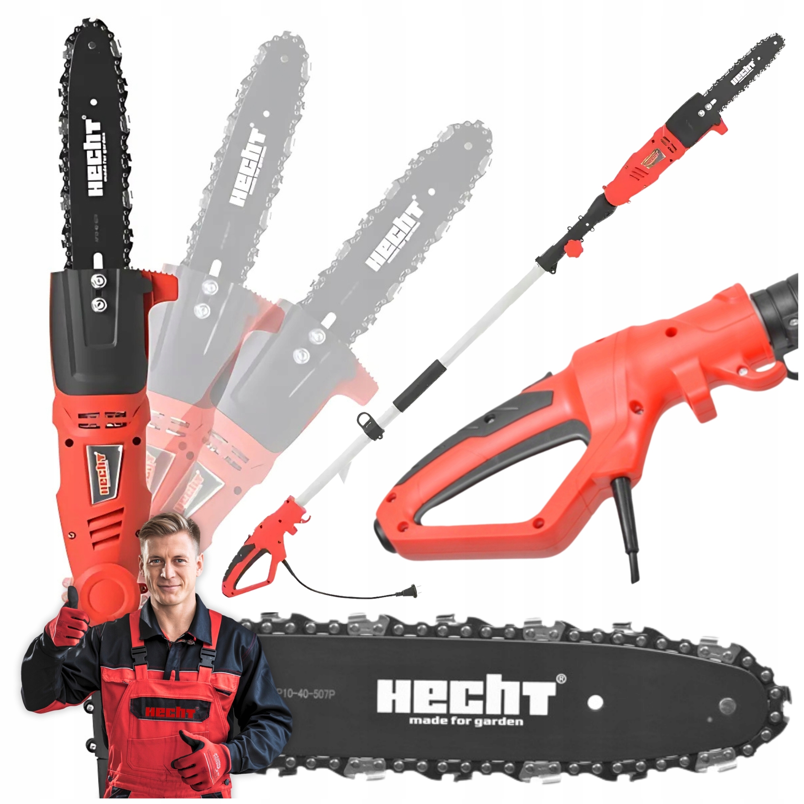 Pilarka Piła Łańcuchowa Elektryczna Na Wysięgniku Hecht 971W/9750 DŁ.2-2,8M