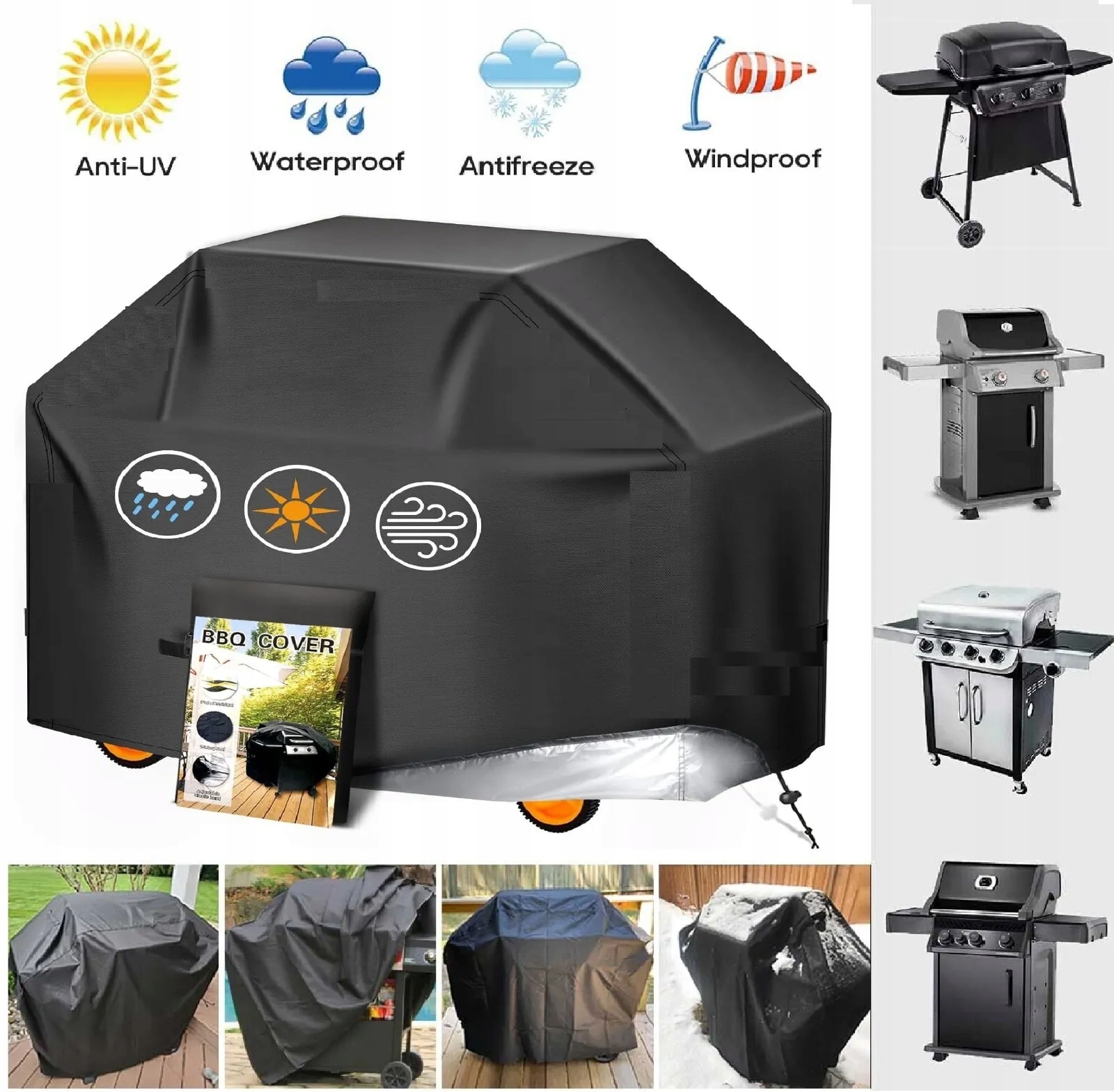 BBQ POKROWIEC NA GRILLA GRIL GAZOWY OSŁONA PLANDEKA WODOODPORNY MOCNY Długość (cm) 100