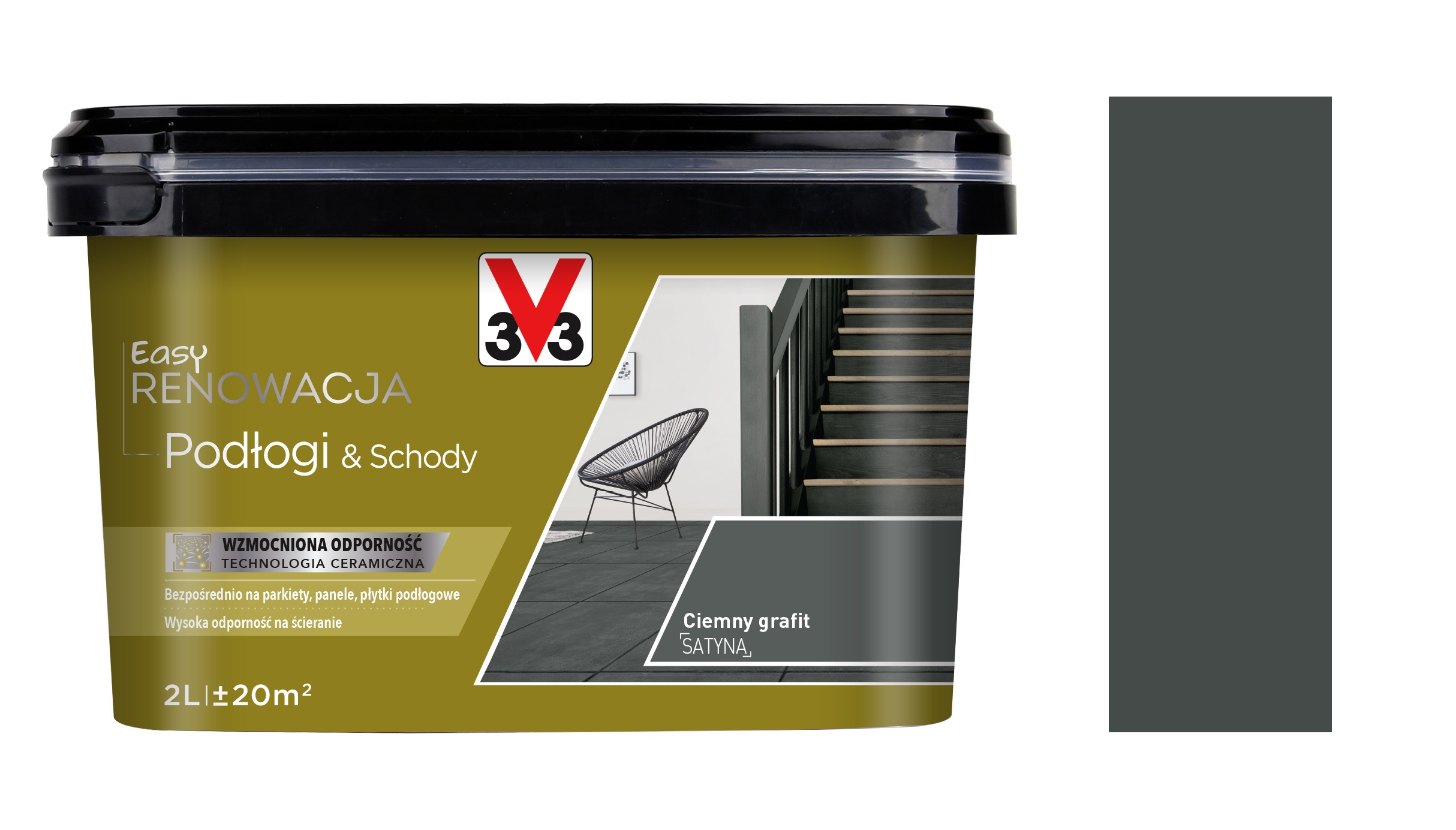 V33 Easy Renowacja Podłogi Schody Ciemny Grafit 2L