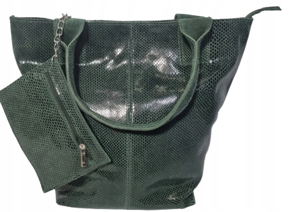 Kožená shopperka Vezze zelená lakovaná