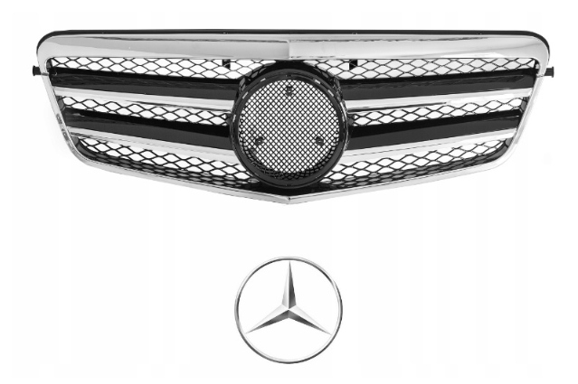 Mercedes E Třída W212 2009-2013 Atrapa Gril Černý Lesk Razítko Nové