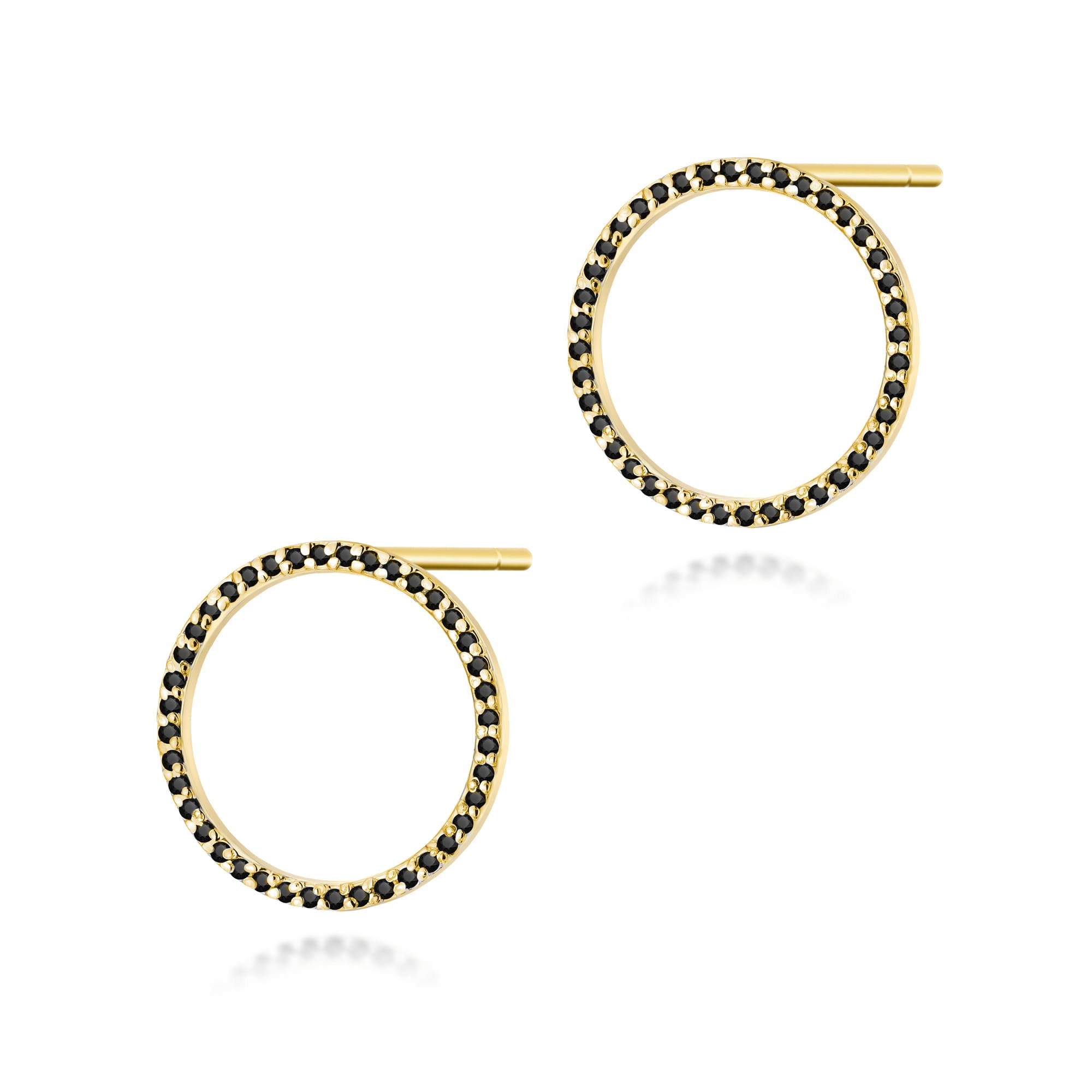 Zlaté náušnice 585 s černými brilianty na Valentýna 3,7 g kroužky