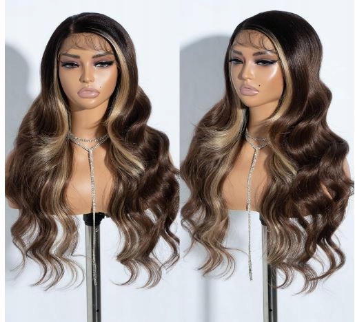 Joedir Paruka krajka na přední straně vlny 70 cm ombre hnědé odlesky HP90