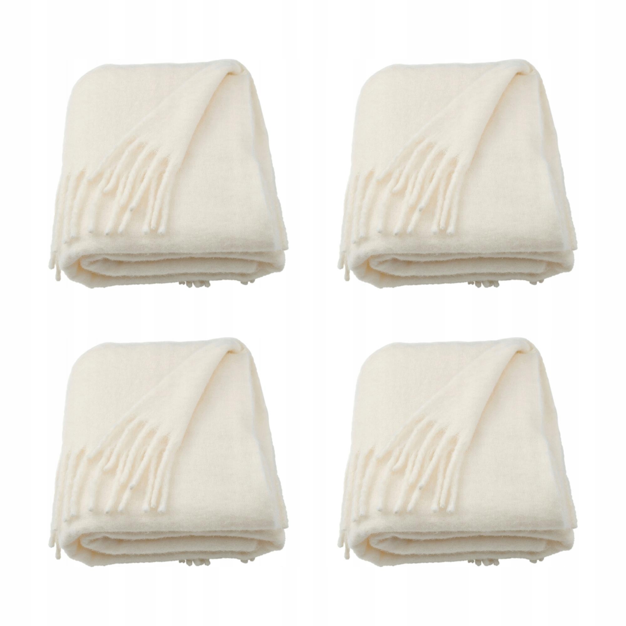 4 ks krémový pléd 130 x 170 cm z recyklovaného polyesteru Klippoxel