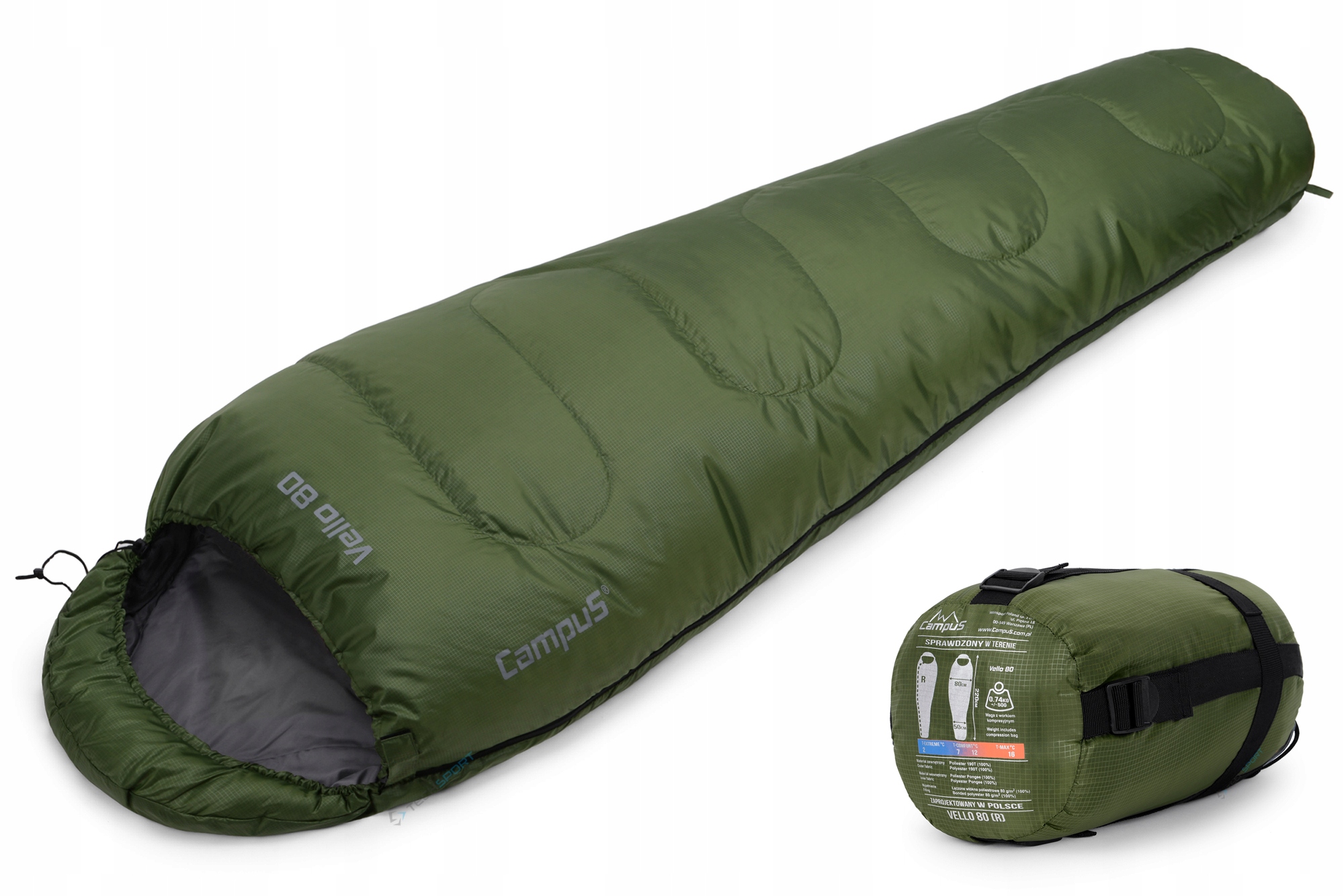 

Ultralekki Śpiwor Mumia Campus Vello 80 do 2s 740g