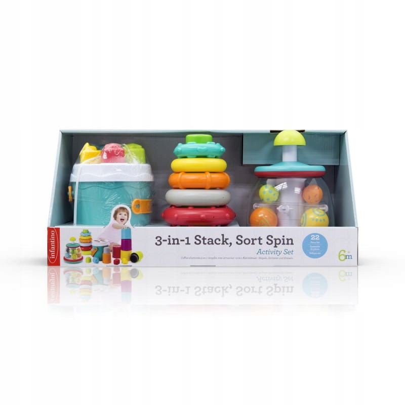 Infantino 315193 Zestaw Zabawek 3w1 sorter bączek