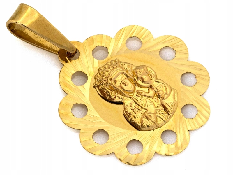 Medailon kulatý s Pannou Marií Čenstochovskou, zlato 585, hmotnost 1.03 g