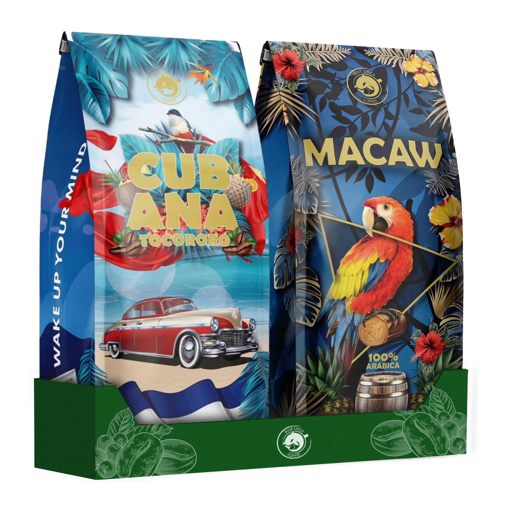 Káva zrnková 1kg x2 Čerstvě Pražená Cubana Macaw Arabica 100% Dárek