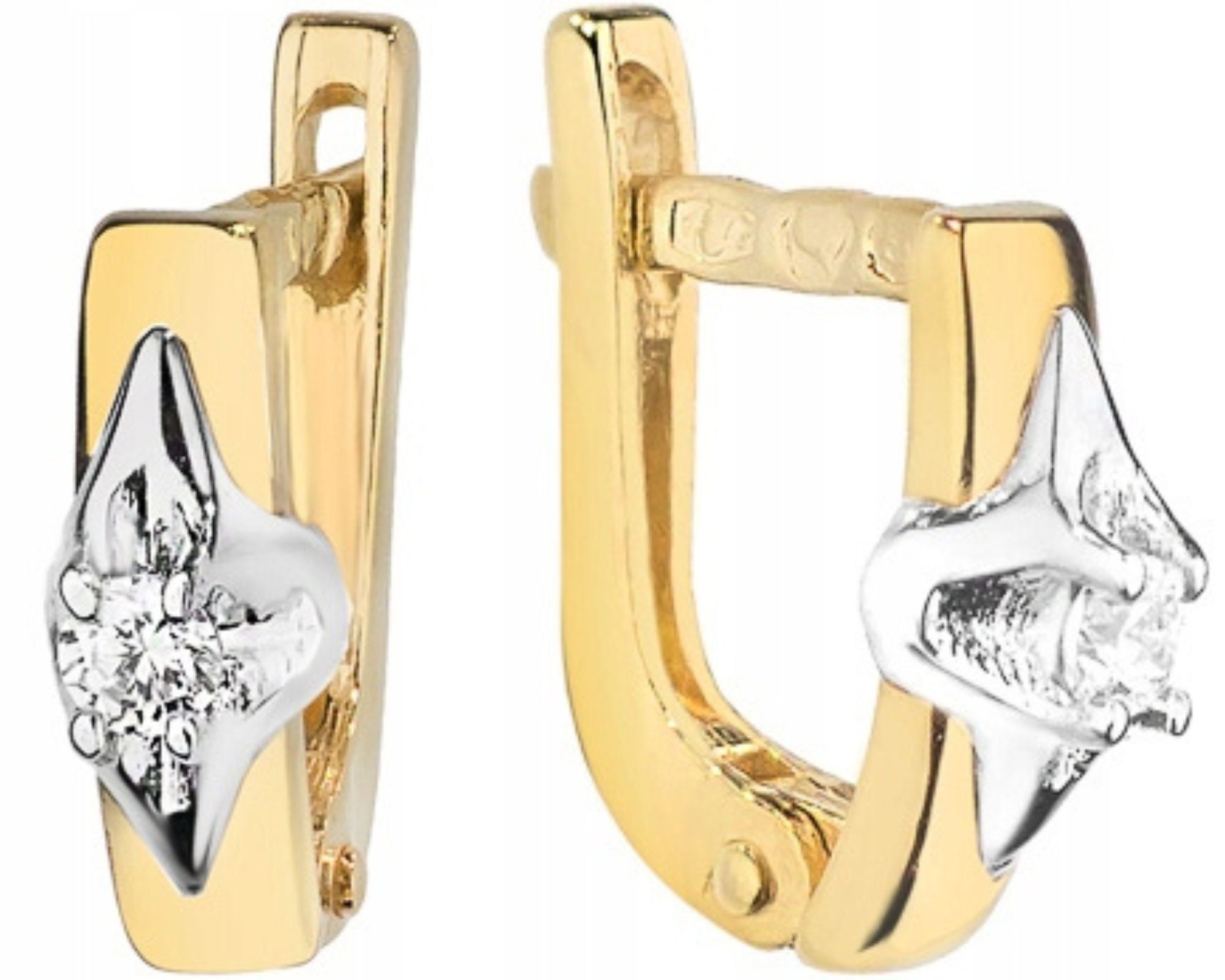 Zlaté náušnice s brilianty a diamanty 0,08 ct 585